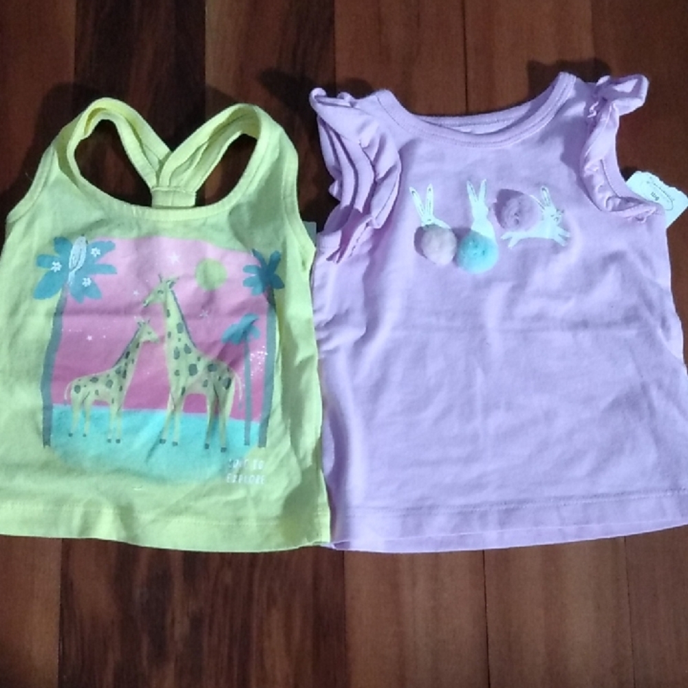 NWT Carter's 3-6 Months Baby Girls Tank Tops Bundle of 2, Safari & Bunnies